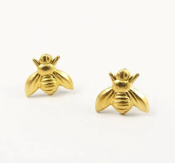

Simple Fashion Gold/Silver Bee Earring Shaped Cute Bumble Bee Insect Animal Unique earings Jewelry Gift for woman