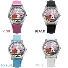 o3 2017 new piggy child quartz watch girl printing leather belt plastic shell cartoon child watch
