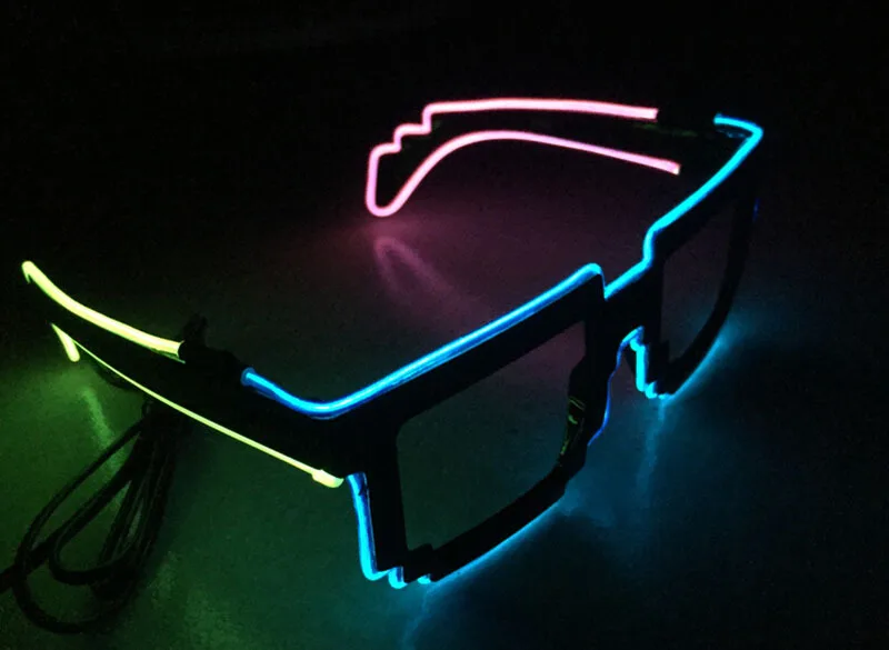 10 шт./лот, светильник с затвором, светящиеся, El Wire, очки EDM, EDC, Rave, вечерние, для глаз, аксессуары, солнцезащитные очки, музыкальная шкатулка для праздника z20