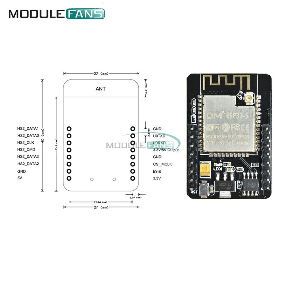 OV2640 Беспроводной Bluetooth модуль беспроводного доступа Wi-Fi, Камера макетная плата ESP32 DC 5V двухъядерный 32-бит Процессор 2MP TF карты OV7670 BLE