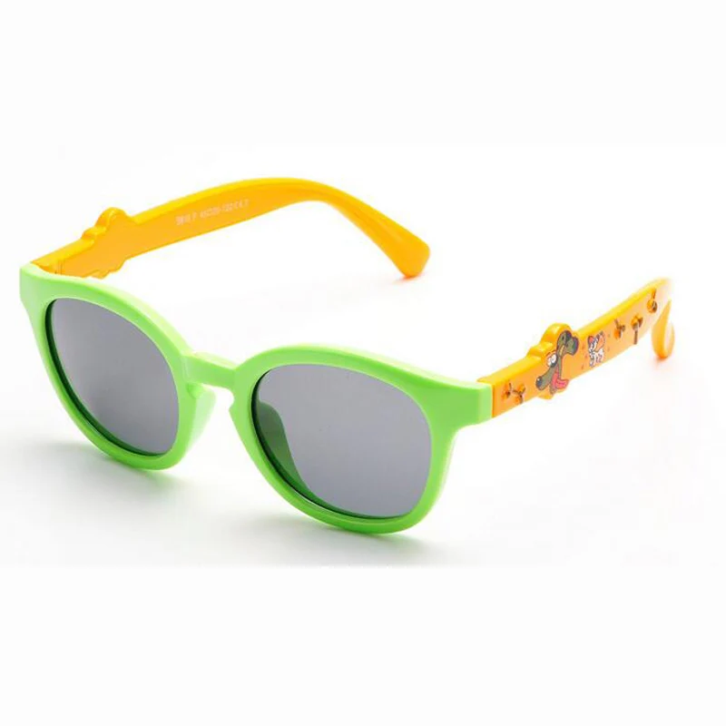 TAC гибкие Милая модная детская одежда Солнцезащитные очки для женщин Поляризационные детские для маленьких мальчиков Обувь для девочек мультфильм Защита от солнца Очки младенческой глаз Очки Óculos 819 - Цвет линз: green frame orange