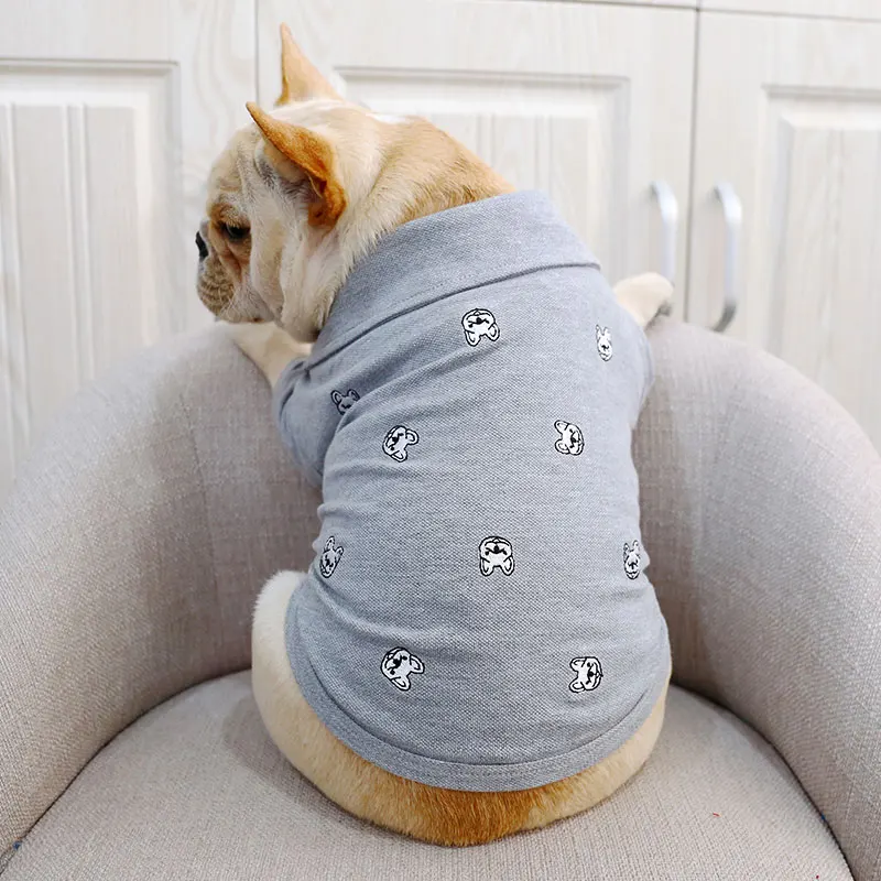 

Dog Clothes Spring And Summer Thin Gray Embroidery Two-Legged Clothes Cloth Material Gray Color Pets Dogs Clothes Clothes