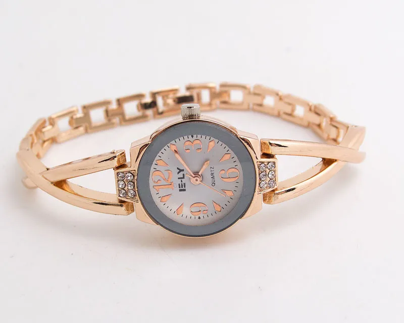 Лидер продаж, Брендовые Часы-браслет из розового золота для женщин, женские часы с кристаллами, кварцевые наручные часы, Relogio Feminino E-LY