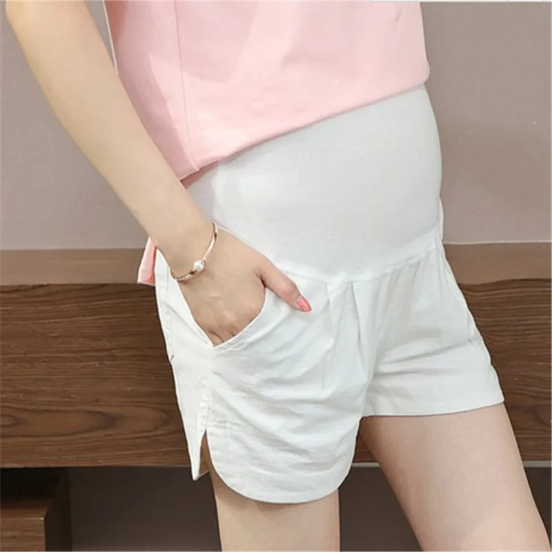 Colorful Ramie Cotton Casual Maternity High Waist Shorts Soft Pregnant