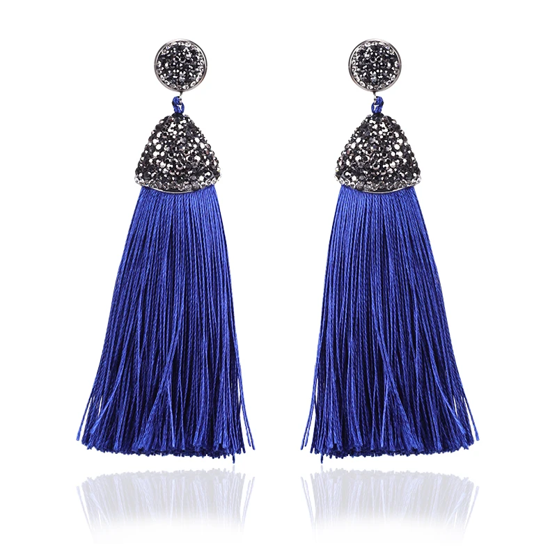 MJARTORIA 2018 Rhinestone Fringed Long Drop Earrings Bohemia Ethnic Tassel For Women Crystal Jewelry Brinco Gift Earing | Украшения и
