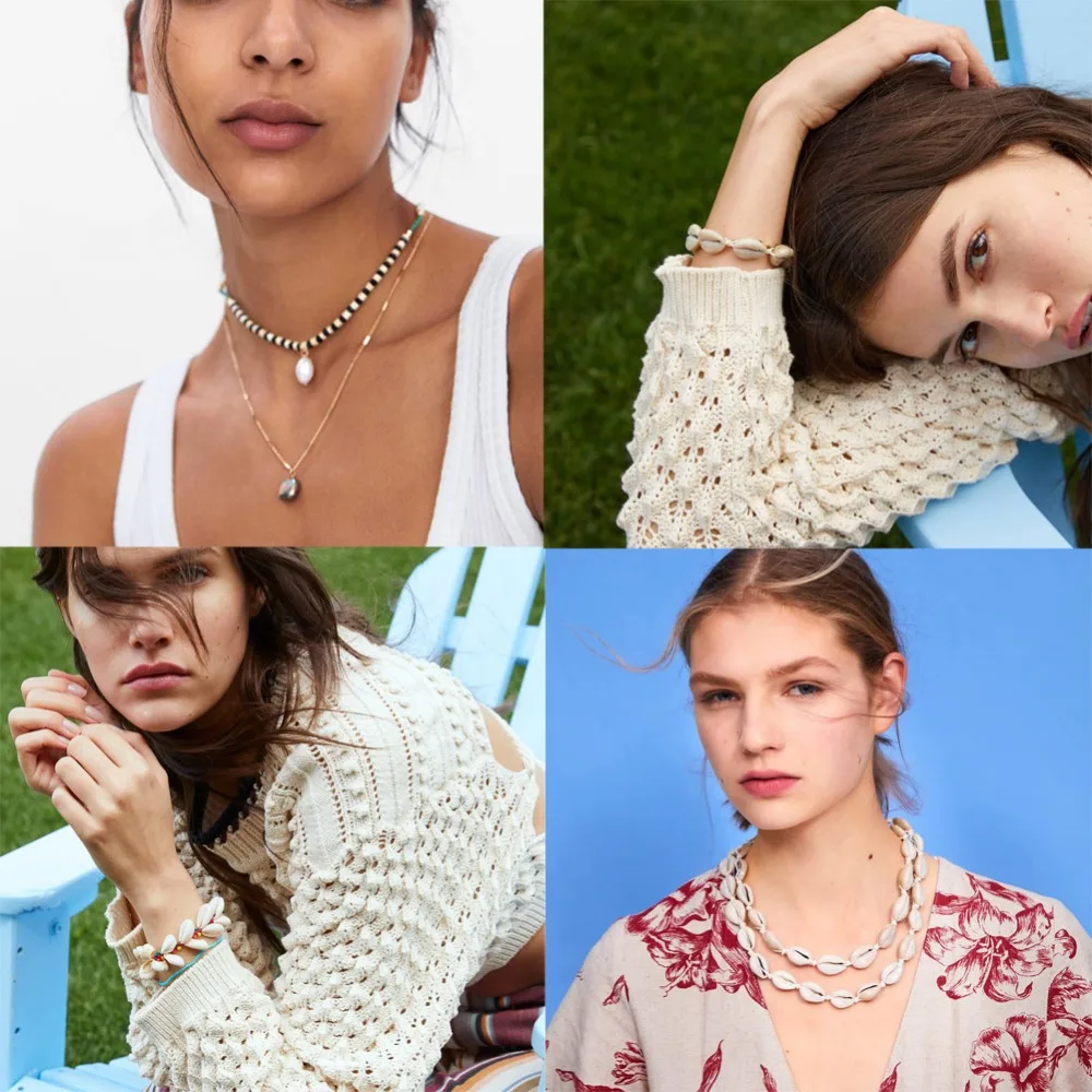 

Girlgo Fashion 2019 ZA Shell Necklaces for Women Vintage Handmade Beads Collar Choker Necklaces Wedding Jewelry Girl Gifts Hot