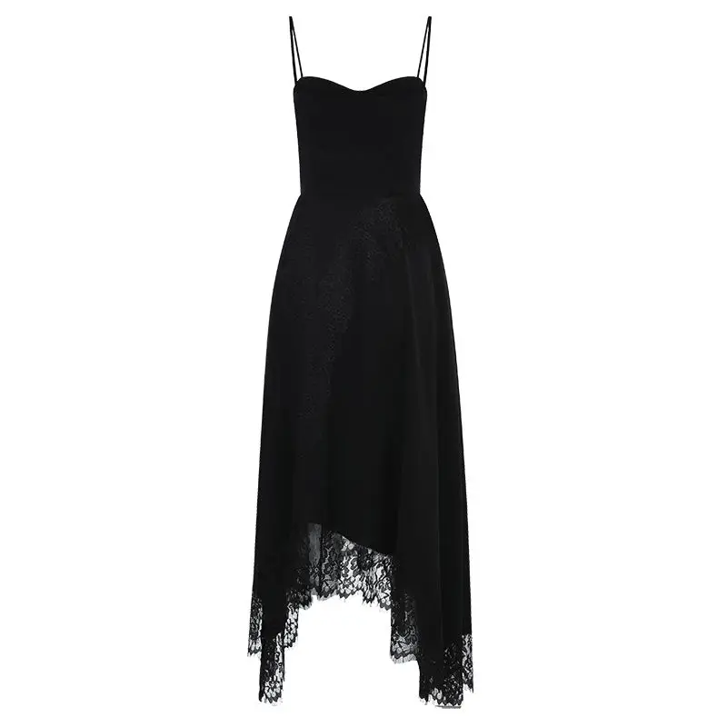 INDRESSME-2019-New-Spaghetti-Straps-Lace-Asymmetrical-Hemline-Little-Black-Dress-Party-Midi-Dress (4)