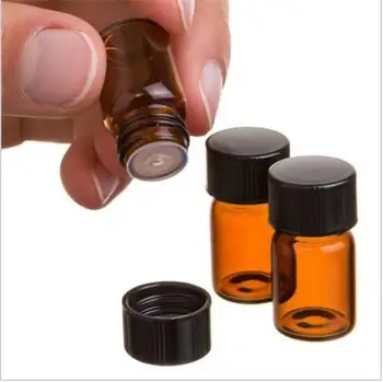 

Super Deal 10 pieces 1 ml Amber Glass Essential Oil Bottle with Orifice Reducer and cap