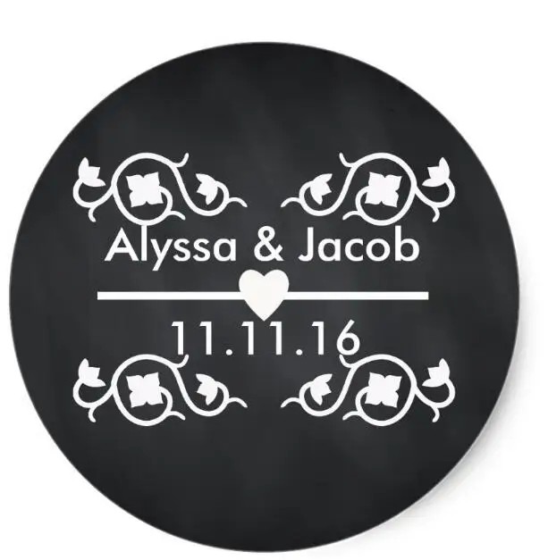 1.5inch Modern Blackboard Chalkboard Wedding Classic Round Sticker