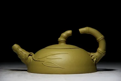 

Yixing zisha teapot Handmade Ceramic tea pot Flat Bamboo Pot Drinkware Chinese tea set Gift Teasets