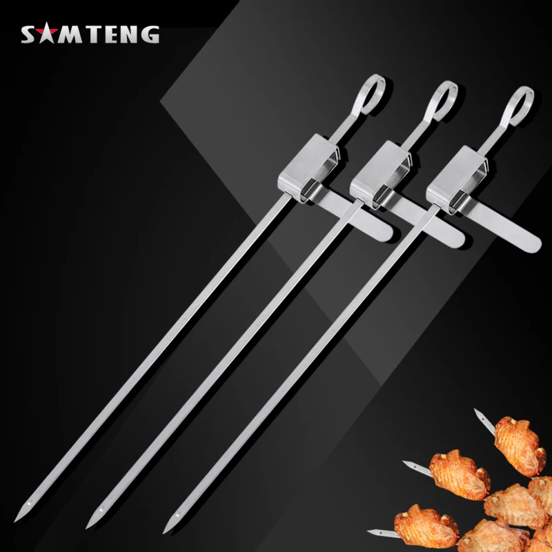 Stainless steel grill skewers 3PCS outdoor barbecue skewers slide