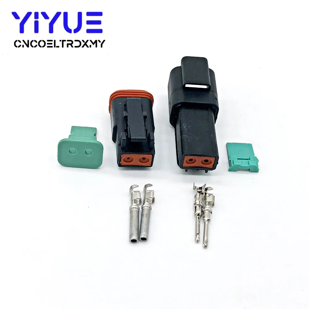 Black 10 sets 2 Pin Waterproof Electrical Wire Connector Plug Deutsch