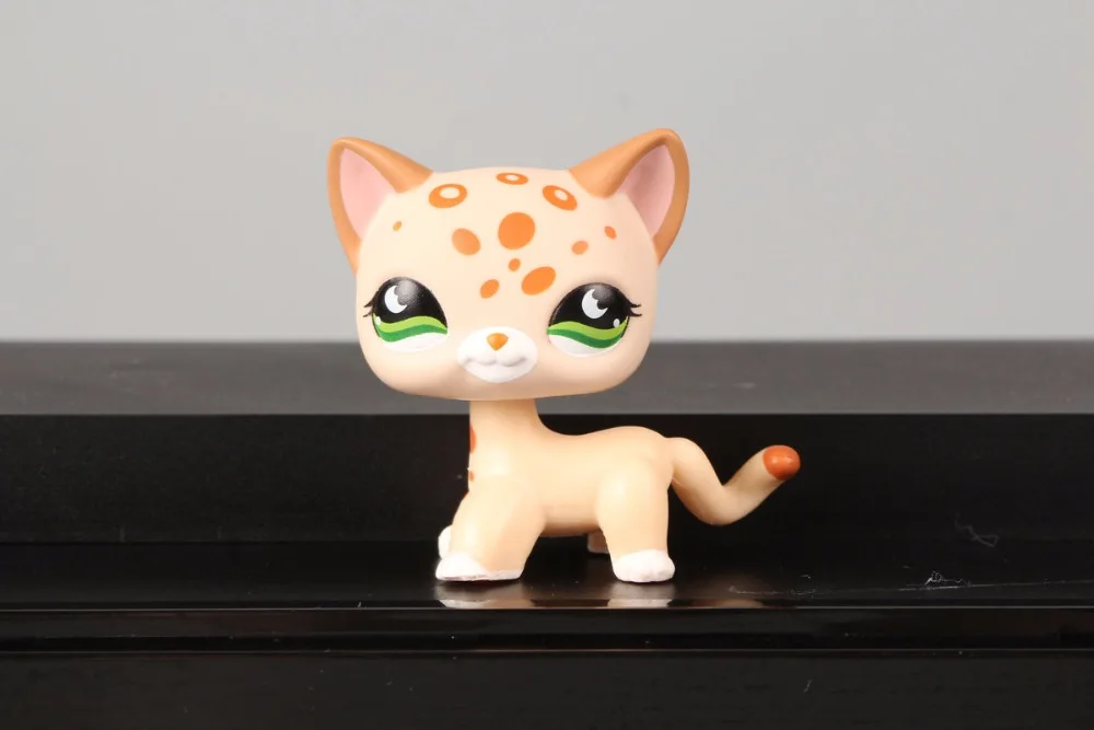 New Pet Collection Figure LPS 852 Tan Spotted Leopard Cheetah Green Bat Eyes Kids font b