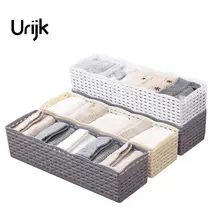Urijk 1PC Closet จัดเก็บกล่อง 5 กริดถุงเท้า Bra ชุดชั้นในตู้เสื้อผ้าพลาสติกกล่องเดสก์ท็อป Drop Shipping(China)