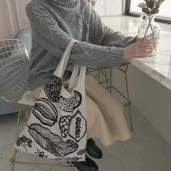 

Natural Cotton Linen Eco Shopping Tote Shoulder Bag Handbag Print Big Leaf BY12