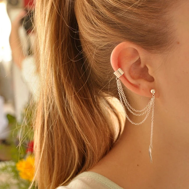 Kuniu Fashion 2pcs 1lot Clip Earrings Ear Cuff Wrap Earring Leaf Kuniu Fashion 2pcs 1lot Clip Earrings Ear Cuff Wrap Earring Leaf Chain Tel Jewelry Gift