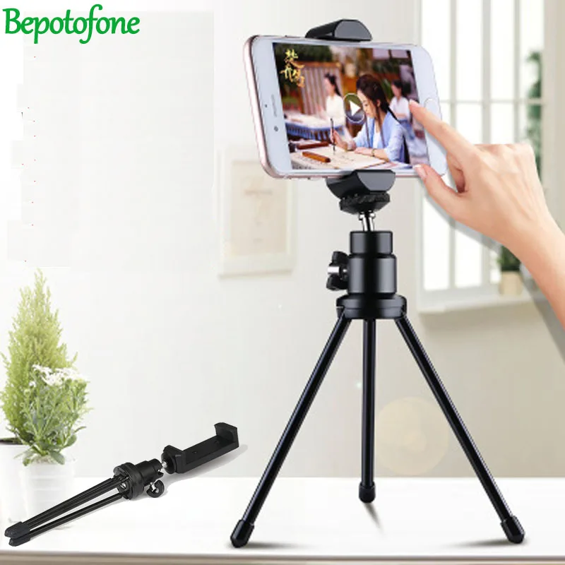 

Aluminum Metal Portable Mini Tabletop Tripods Support Ball head Clip for Stand Mount with Phone for Xiaomi iPhone 5s/6/6s 7 X