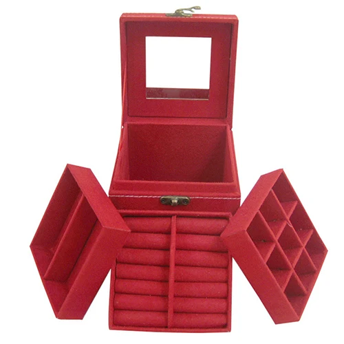 Ювелирная коробка передвижное хранилище Органайзер на молнии Портативный Женский дисплей Дорожный Чехол - Цвет: Red