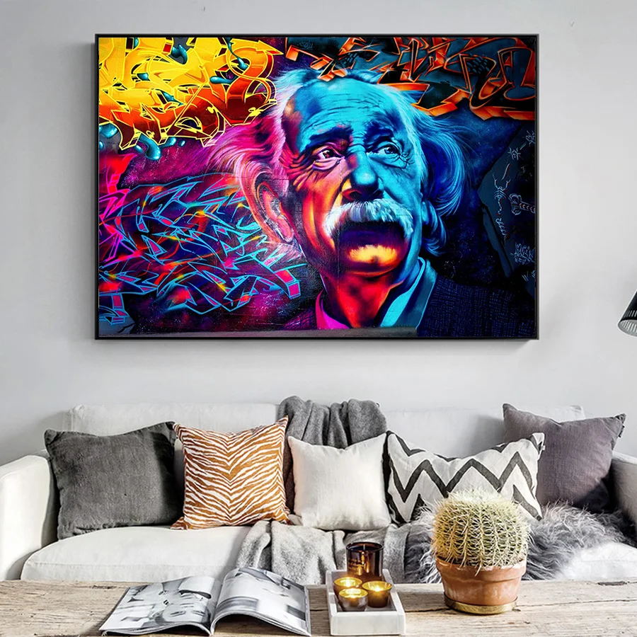 

Einstein Posters and Prints Street Art Graffit Pop Art Canvas Paintings Abstract Wall Pictures for Bedroom Living Room Decor