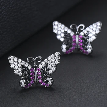

GODKI Luxury Butterfly Stud Earrings For Women Wedding Hot Pink Cubic Zircon CZ DUBAI Bridal Earrings boucle d'oreille femme2018