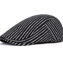Берет шляпа для мужчин и женщин общая полосатая Кепка шляпа для покупок Повседневная шляпа хлопок Регулируемая винтажная
