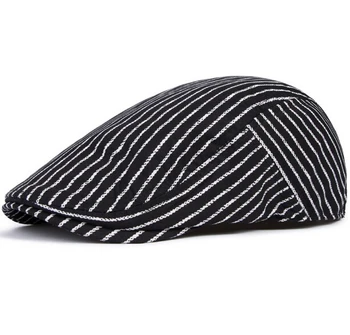 

Beret Hat for Men Women General Stripe Cap Hat Shopping Casual Hat Cotton Adjuatable Vintage
