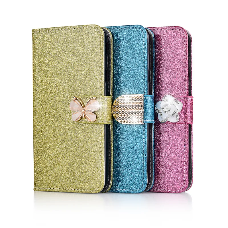 

Fashion Bling Diamond Glitter For Samsung Galaxy J3 2015 2016 2017 Cover PU Soft Silicone Back Cover Leather Flip phone cases