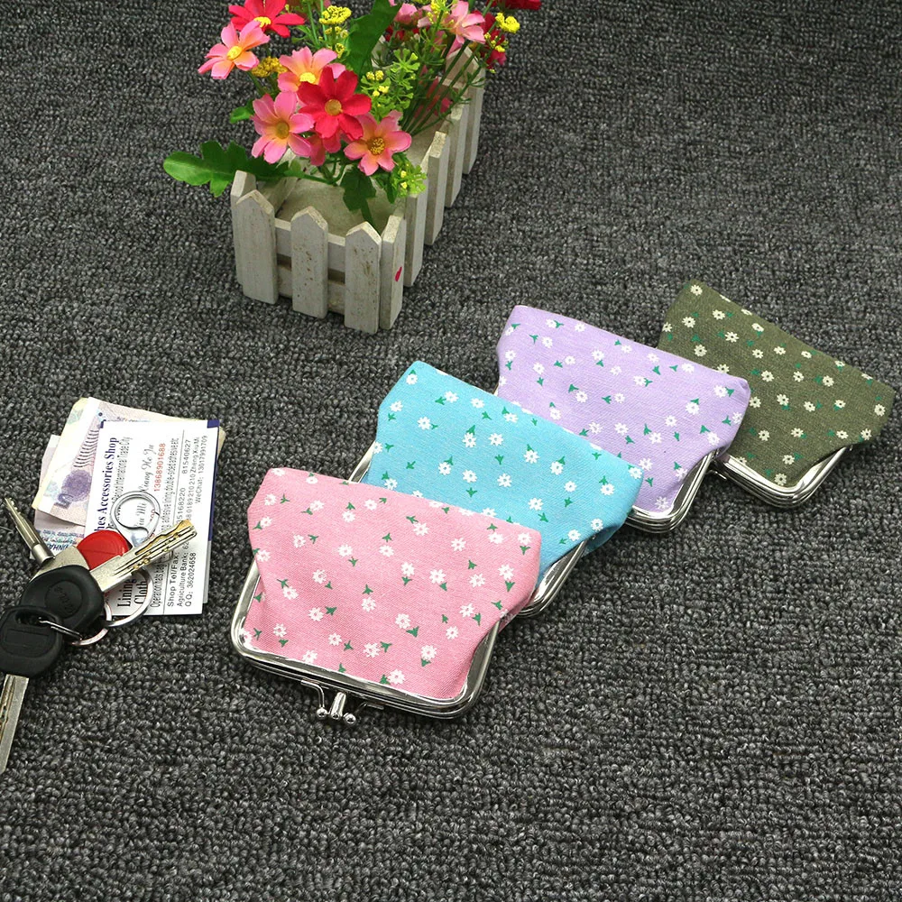 Портмоне для женщин модные хлопковая ткань с цветами цветы точка небольшой свежий кошелек Hasp клатч держатель для карт литературный сумочка