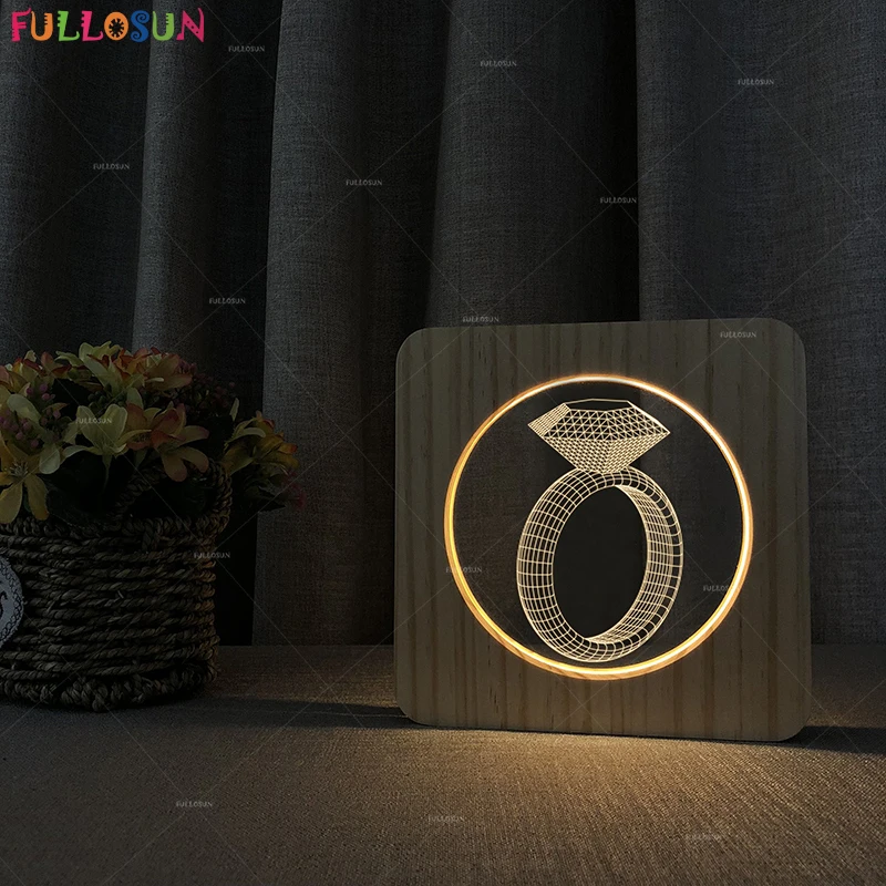 

FULLOSUN LED Lamp Diamond 3D LED Decorative Light Bulb Warm Light Wood Table Lamp for Home/Living Room / Bedroom Romantic Decor