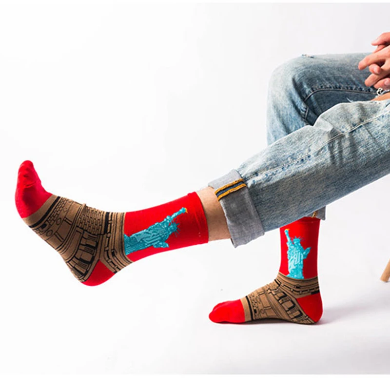 Для мужчин Happy Socks Прохладный шаблон Хип хоп Смешные экипажа носки улица