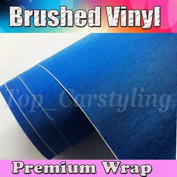

Blue Brushed Steel VINYL For Car Wrap With Air bubble free / METALLIC BLUE CAR STYLING COVERING 1.52x30m/roll 5x98ft