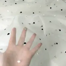 Чистая шелковая ткань органза с вышивкой в горошек черная и белая прозрачная 138 см Ширина DIY швейная ткань