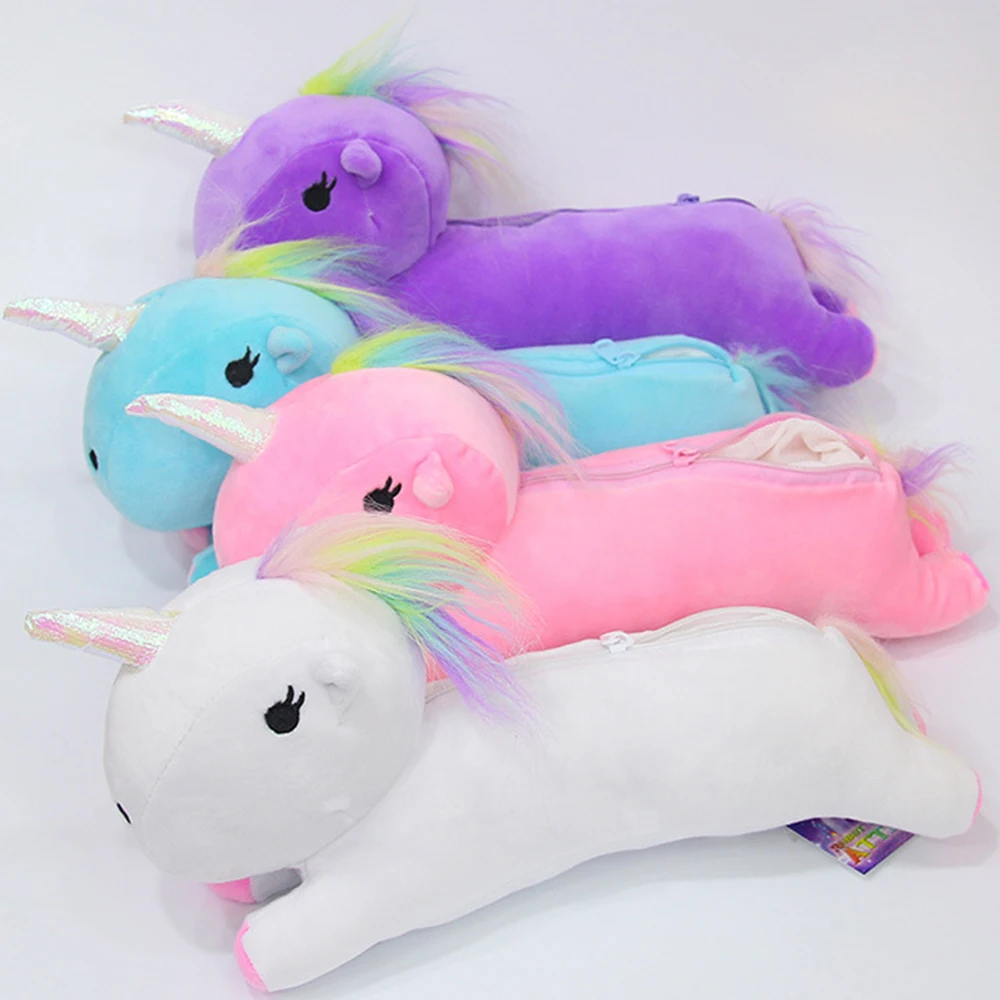 

28CM Plush Unicorn Pencil Pen Bag Case Soft Stuffed Animal Doll Decor Toy for Kids