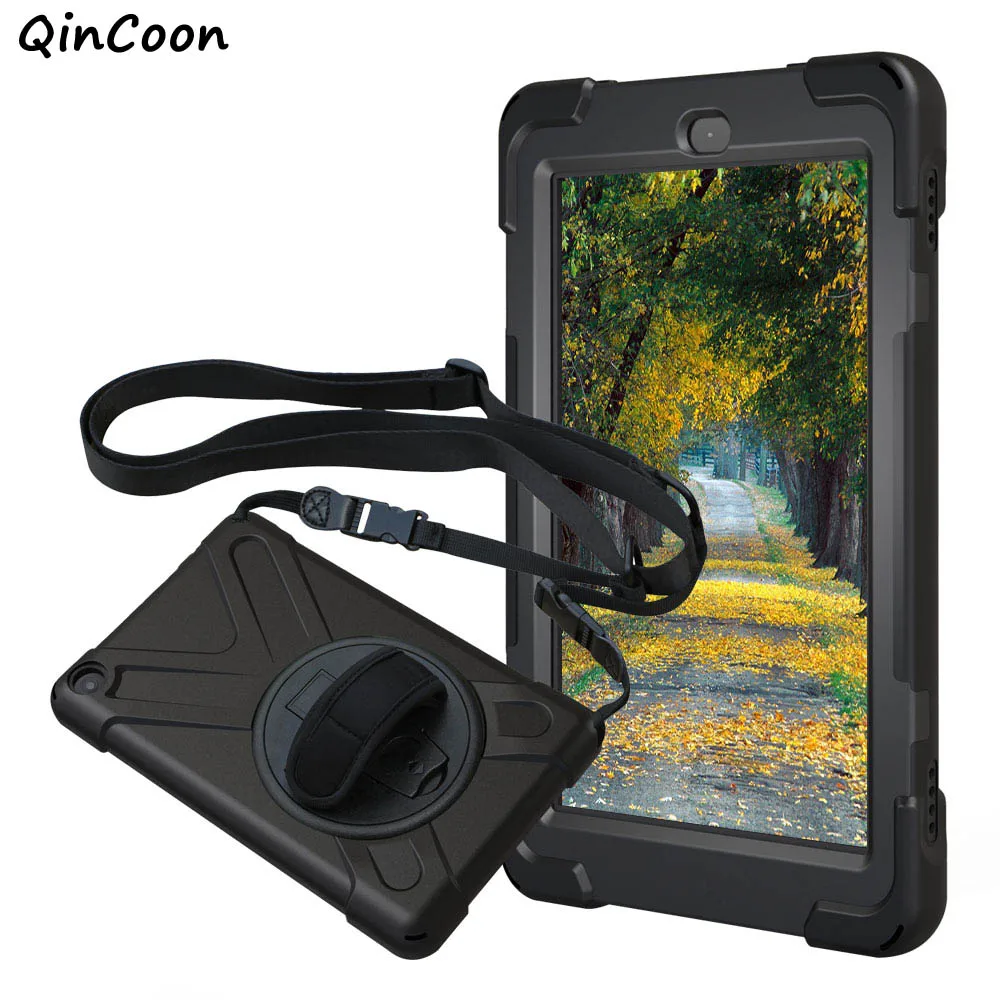 

Pirate Case for Amazon Kindle Fire 8 2017 Shockproof Tablet Case PC + Silicone Stand Cover w/ Wrist + Shoulder Strap Funda Coque