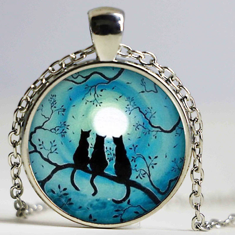 Mens necklace 2019 New Glass Cabochon Round Blue Moon And Glass Necklaces Cat Galaxy Round Crystal Pendant Necklace Mens necklace 2019 New Glass Cabochon Round Blue Moon And Glass Necklaces Cat Galaxy Round Crystal Pendant Necklace