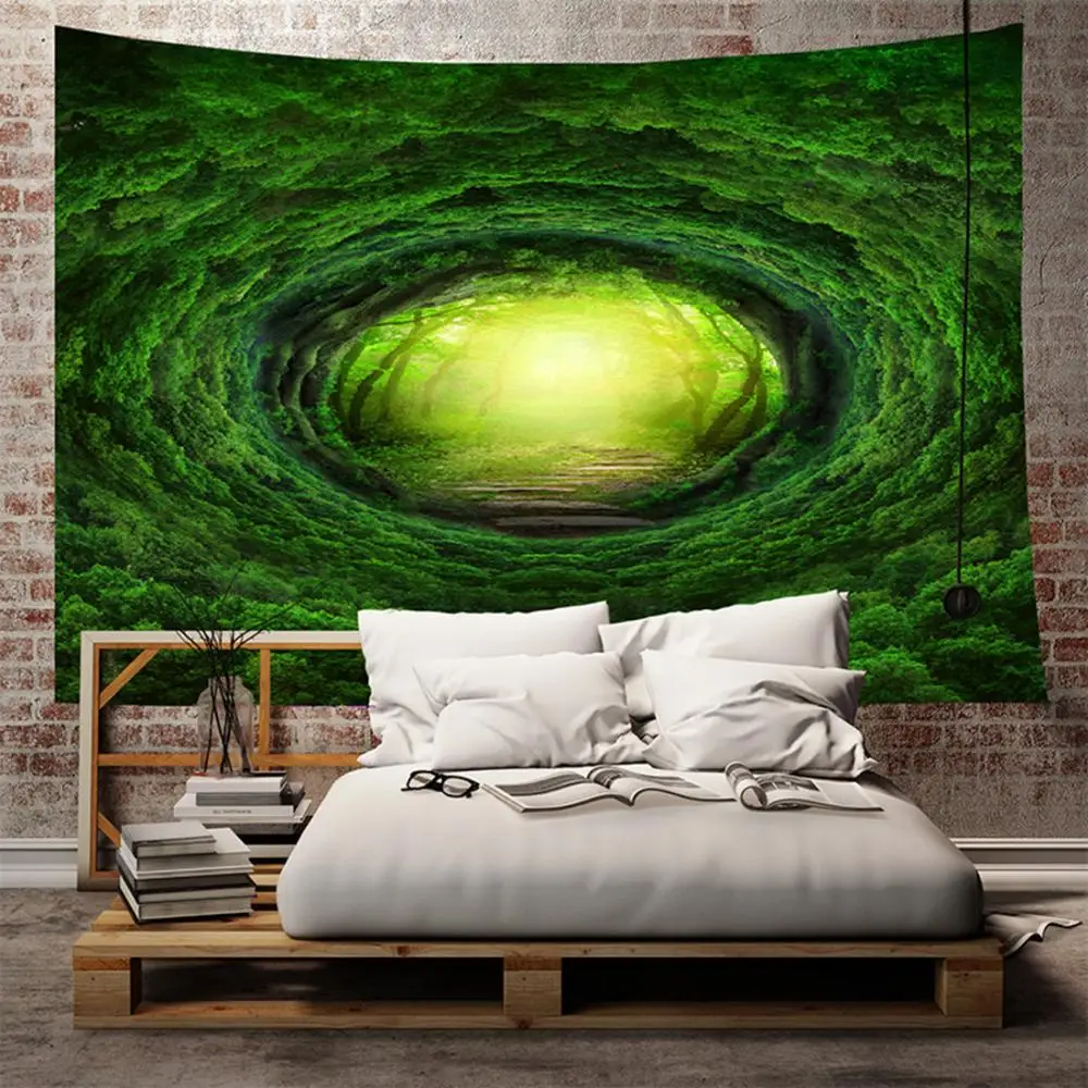 

Psychedelic Wonderland Tapestry Tenture Mural Tapices Wall Hanging Decoration Cloth Tapestry Green Home Decoration Accessories