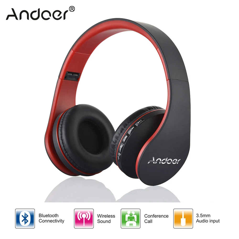 Lowest Price Andoer LH-811 Wireless Stereo Bluetooth Heaphone Foldable EDR Earphone Handsfree Headset Mic MP3 FM for Smart Phones Tablet PC