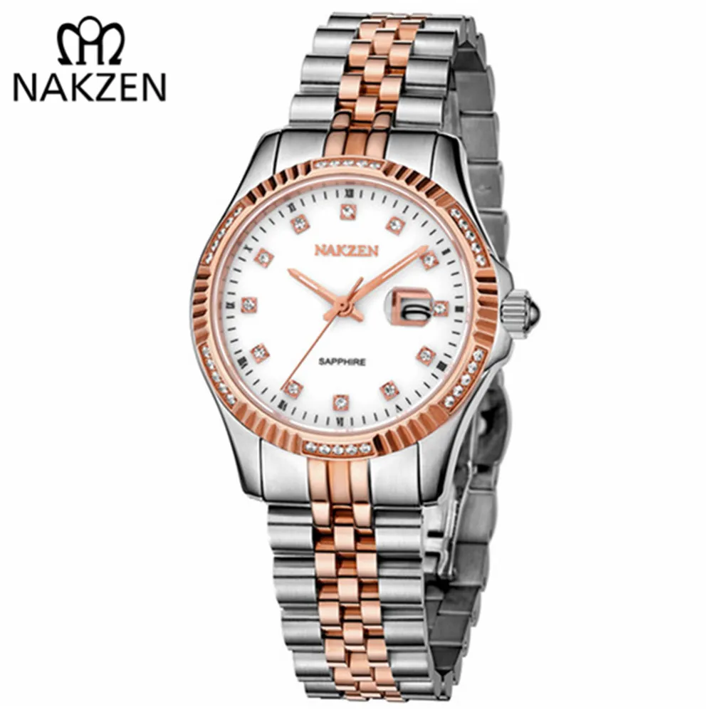 

NAKZEN Top Quality Women Watches Luxury Steel Full Rhinestone Luminous Hands Wristwatch Lady Crystal Female Watches Clock 2018