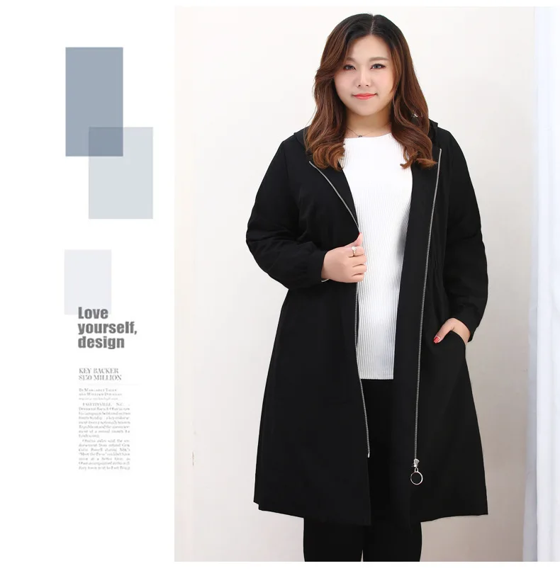 TUHAO размера плюс 10XL 9XL 8XL Женская ветровка пальто Осень Зима Свободный Длинный Тренч пальто женское черное с капюшоном пальто MS