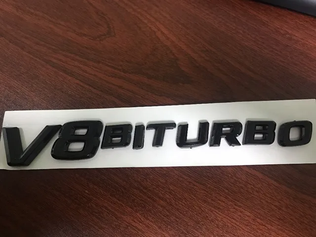 2 Stück V8 BITURBO Emblem - 3D Logo Aufkleber Für Mercedes AMG (Schwarz + Rot)