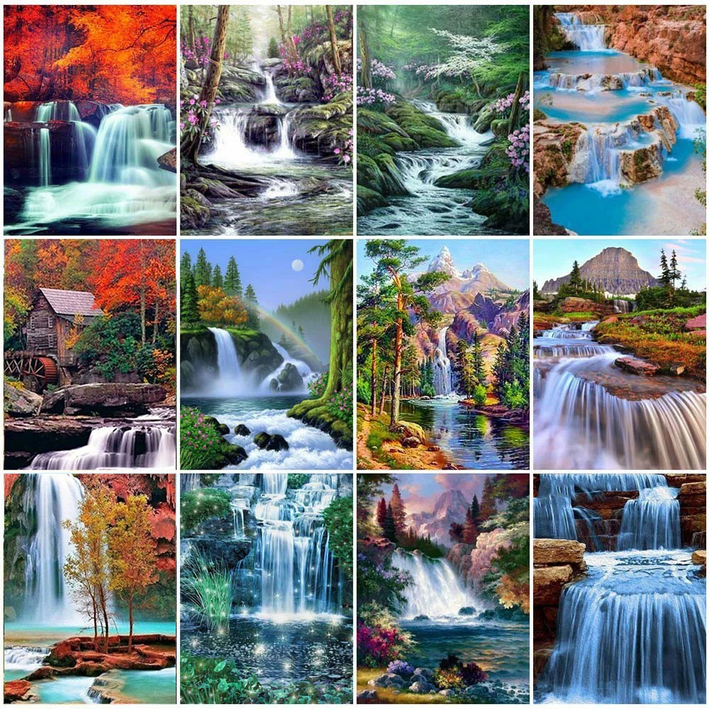 HUACAN-5D-DIY-Diamond-Painting-Waterfall-Full-Square-Rhinestone-Diamond-Embroidery-Landscape-Cross-Stitch-Mosaic-Home