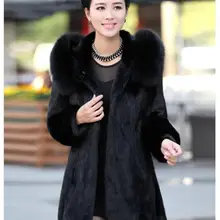 S-4XL Женское зимнее пальто с капюшоном из искусственного меха больших размеров винтажное искусственное черное пальто большого размера из искусственного лисьего меха с капюшоном