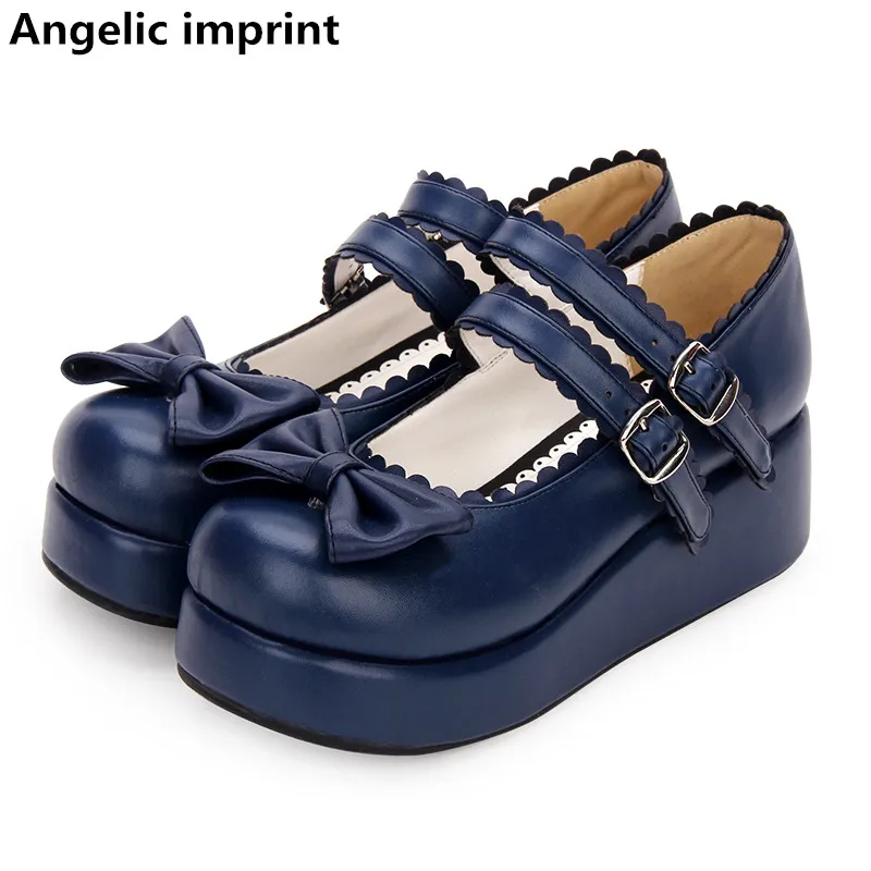 

Angelic imprint woman mori girl lolita cosplay shoes lady mid heels pumps women princess dress party shoes Pearlescent PU 5cm