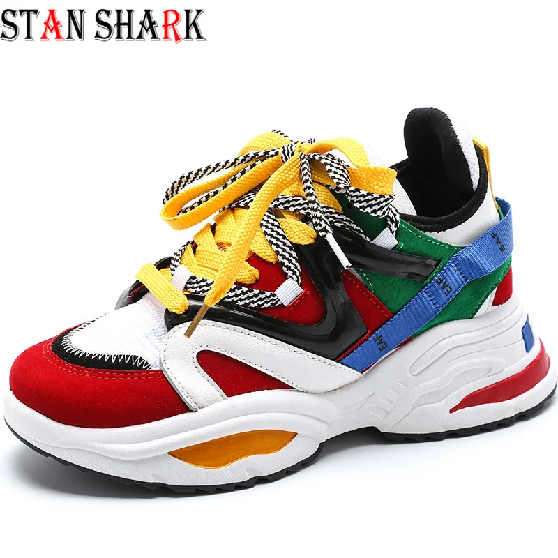

2019 Fashion Women Casual Shoes Women Platform Basket Shoes Lace Up Black Female Trainers Chunky Sneakers Dad Casual Shoes