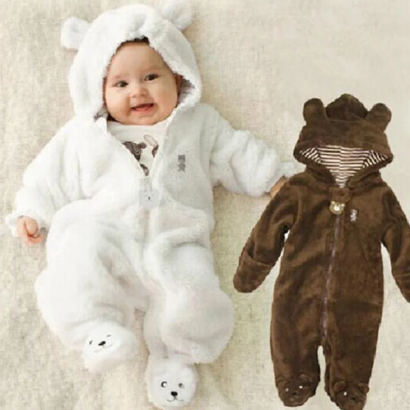 

Bear Style Autumn Winter Baby Footies Baby Girls Boys Cute Jumpsuit Baby Coral Fleece One-Pieces Newborn Toddle Clothing