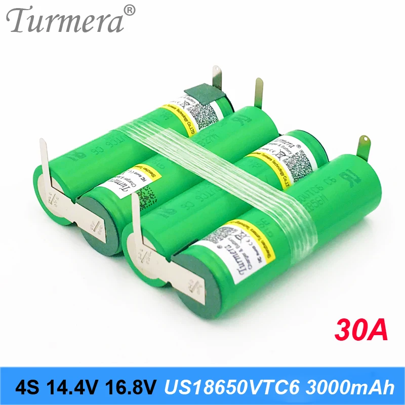 Оригинальный аккумулятор vtc6 3S 12 6 V 4S 16 8 US18650VTC6 3000mah 30A ток разряда для шуруповерта