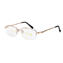 Высокое качество, половинная оправа, прогрессивные Мультифокальные линзы, очки для чтения для женщин и мужчин, линзы для пресбиопии, металлические очки, лупа Gafas N9