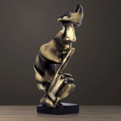 Нордическая Современная тишина портрет абстрактная статуя креативный мыслитель смола скульптура ремесла вход гостиная офис Домашний декор - Цвет: Золотой