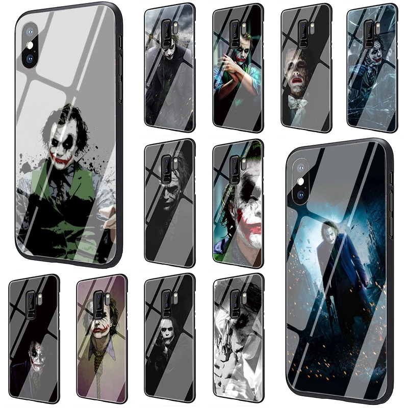 

Heath Ledger Joker Tempered Glass phone case for Samsung Galaxy S7 Edge S8 S9 S10 Plus Note 8 9 A10 A20 A30 A40 A50 A60 A70