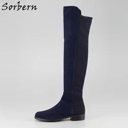 Sorbern/Сапоги до колена на низком каблуке; модная обувь; женские лоскутные Сапоги для пожилых женщин; Разноцветные женские ботиночки; Размеры 33-46